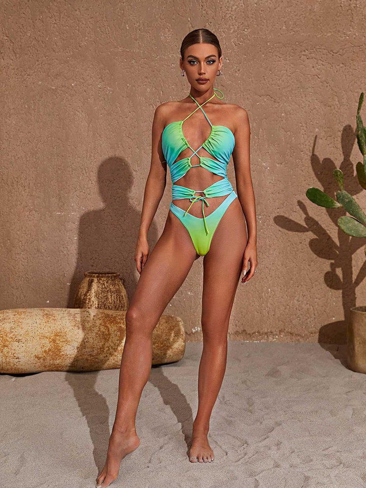 Eliana Cutout One Piece Swimsuit In Green - Mew Mews Fashion