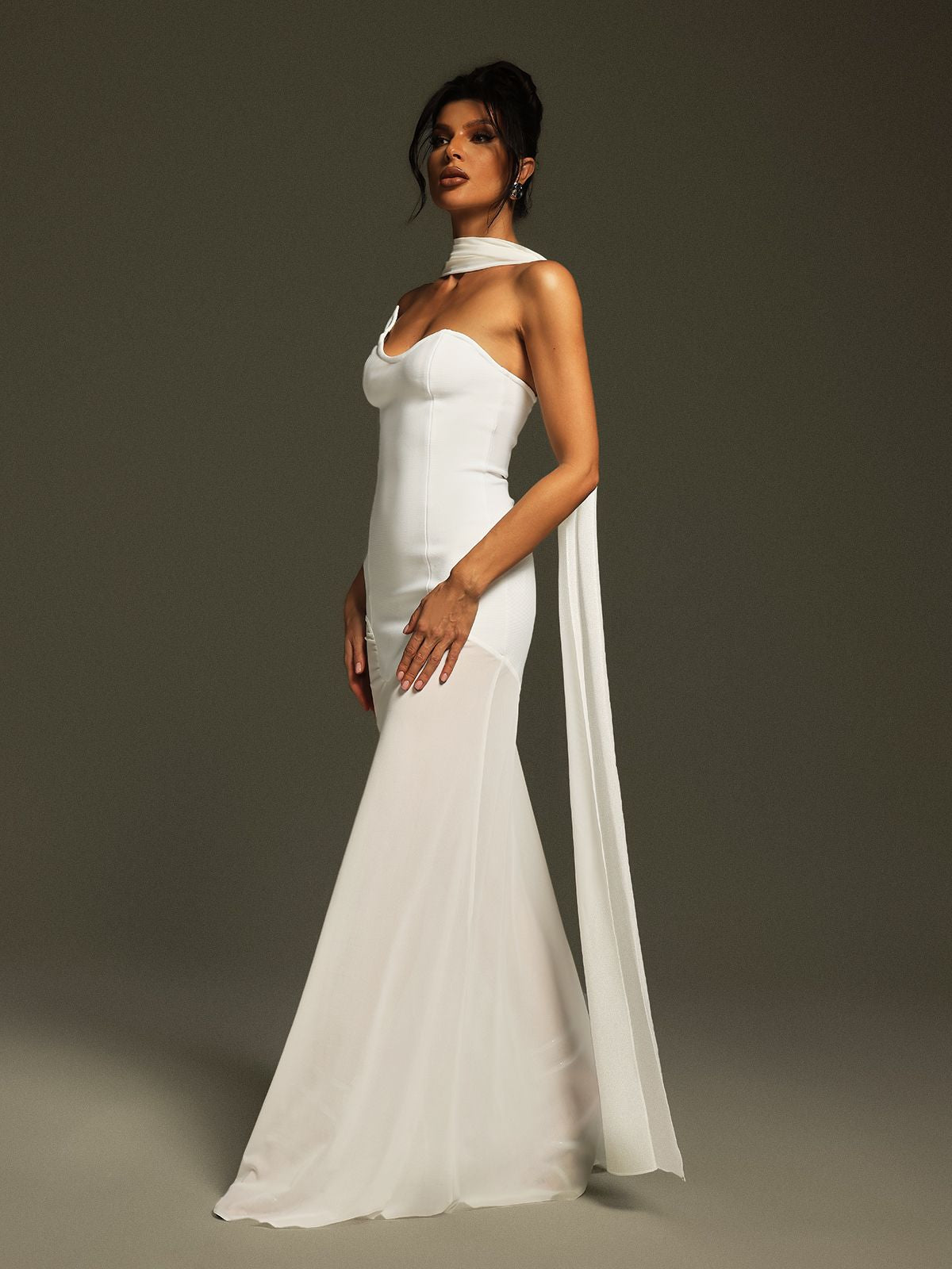 Emine Strapless Draped Bandage Maxi Dress  Mew Mews