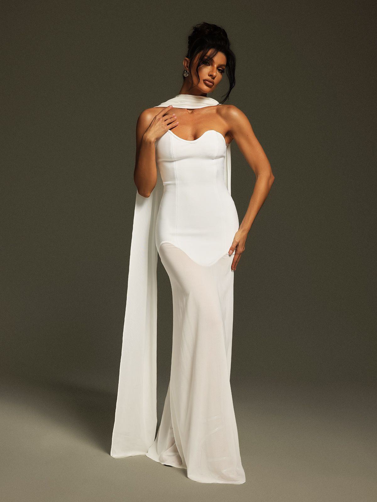 Emine Strapless Draped Bandage Maxi Dress – Mew Mews
