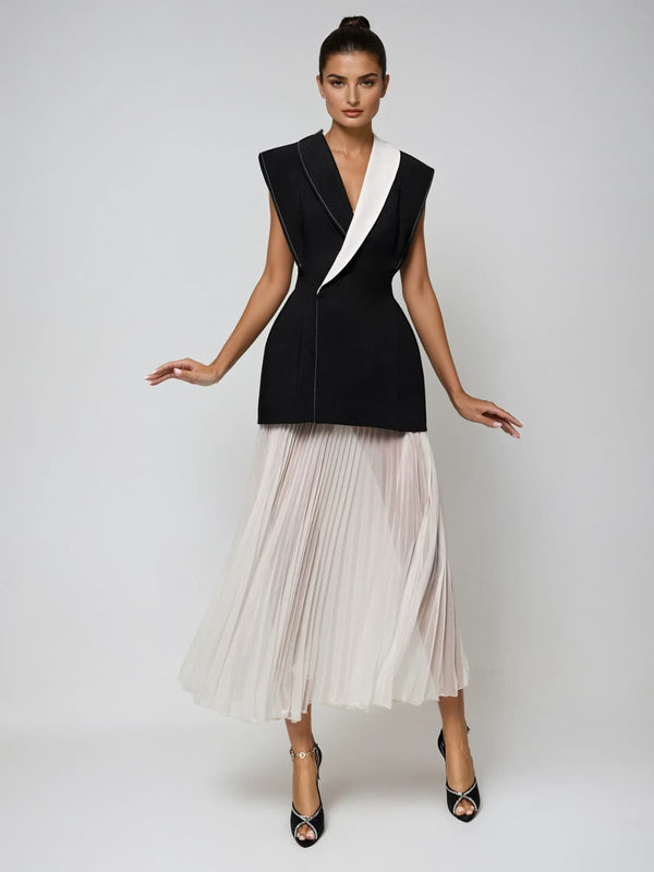 Entropyx Sleeveless Pleated Midi Dress