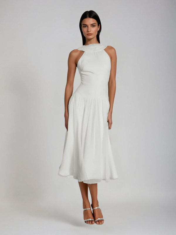 Eryon Backless Shawl Midi Dress
