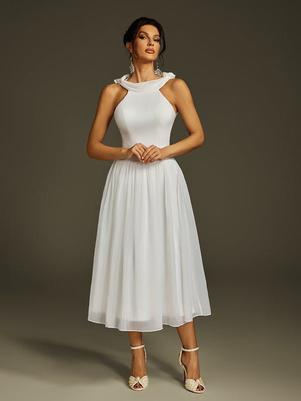 Eryon Backless Shawl Midi Dress
