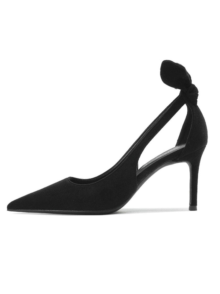 Esmal Bow Hollow Heels In Black - Mew Mews