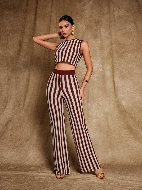 Eurydice Stripe Knitted Pants Set