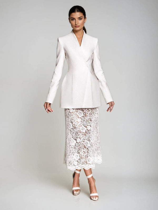 Execron Long Sleeve Lace Floral Dress Set