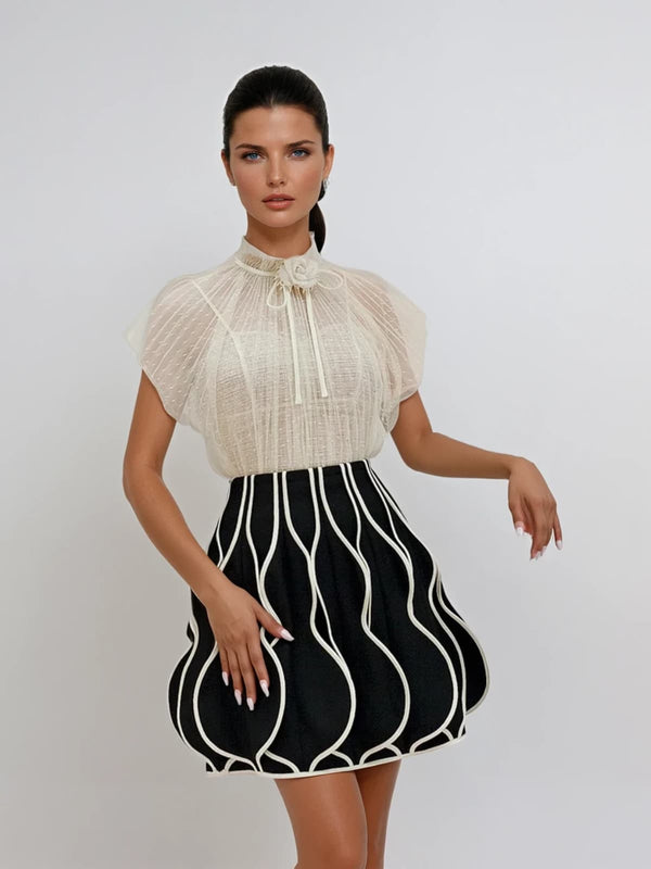 Faeldrin Tie Up Skirt Set In White