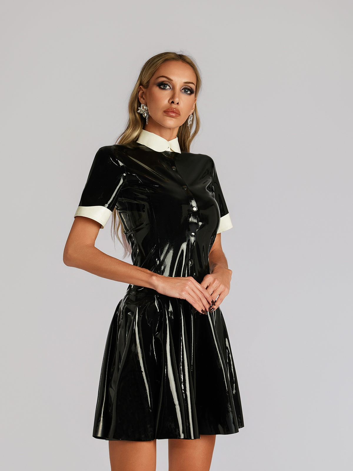 short latex dresses Elissa Poppy Latex Mini Dress