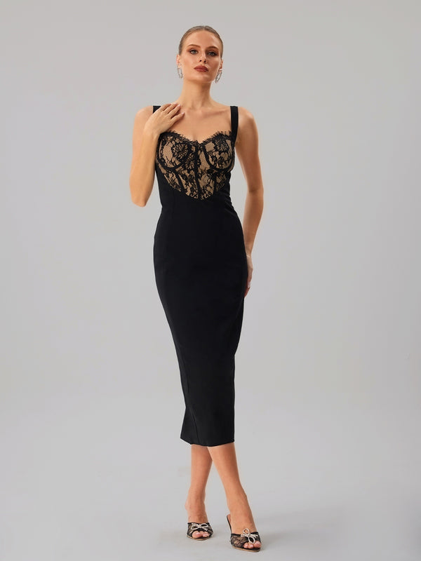Faroald Sleeveless Lace Midi Dress