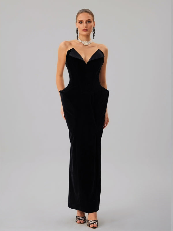 Farquhar Strapless Velvet Maxi Dress