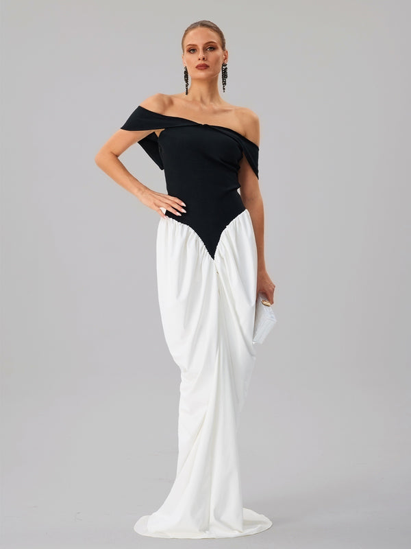 Farrokh Off Shoulder Lace Up Maxi Dress