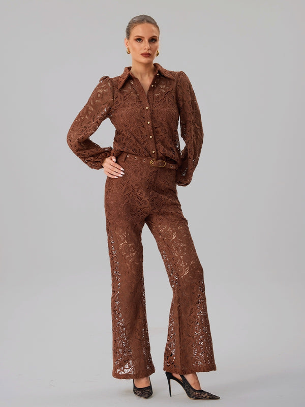 Fatsani Ballon Sleeve Embroidered Pants Set