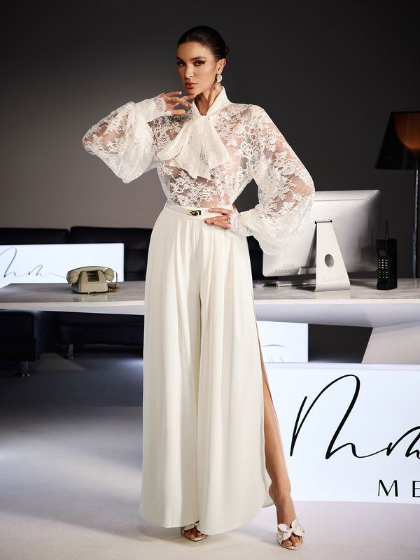 Ferdo Balloon Sleeve Belted Pant Set