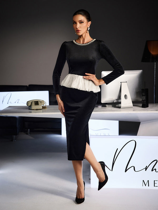 Feridun Long Sleeve Bubble Hem Skirt Set