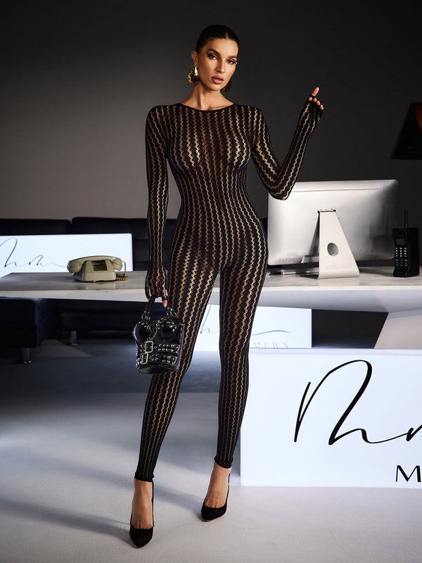 Festim Long Sleeve Floral Bodycon Jumpsuit