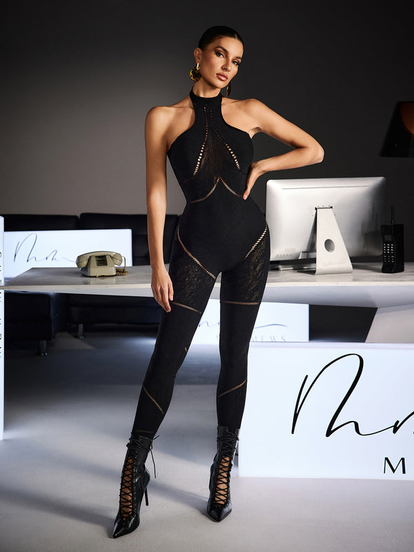 Festus Halterneck Cutout Bodycon Jumpsuit