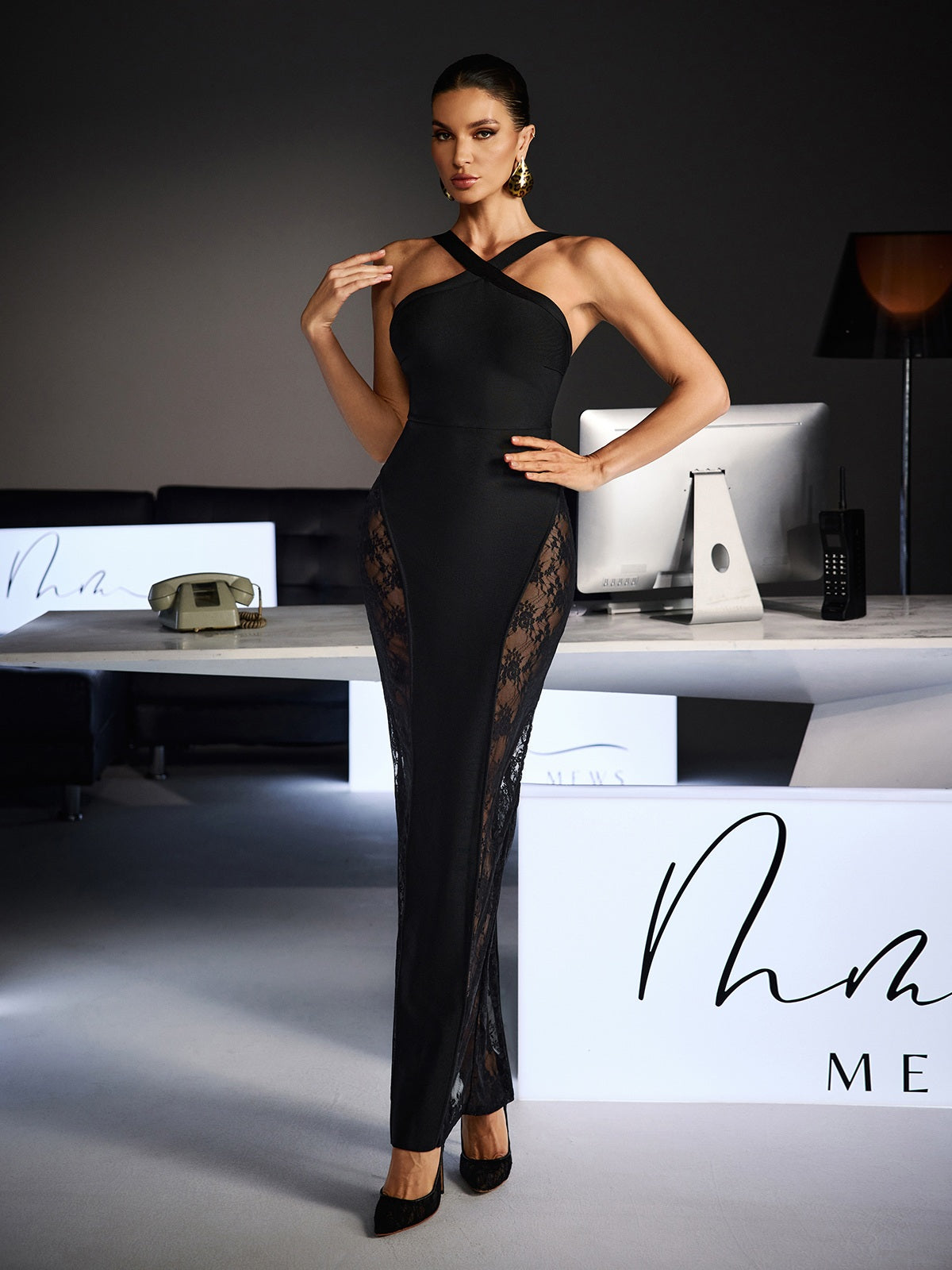 bandage halter neck dress Maliha Buttercup Bandage Halter Mini Dress