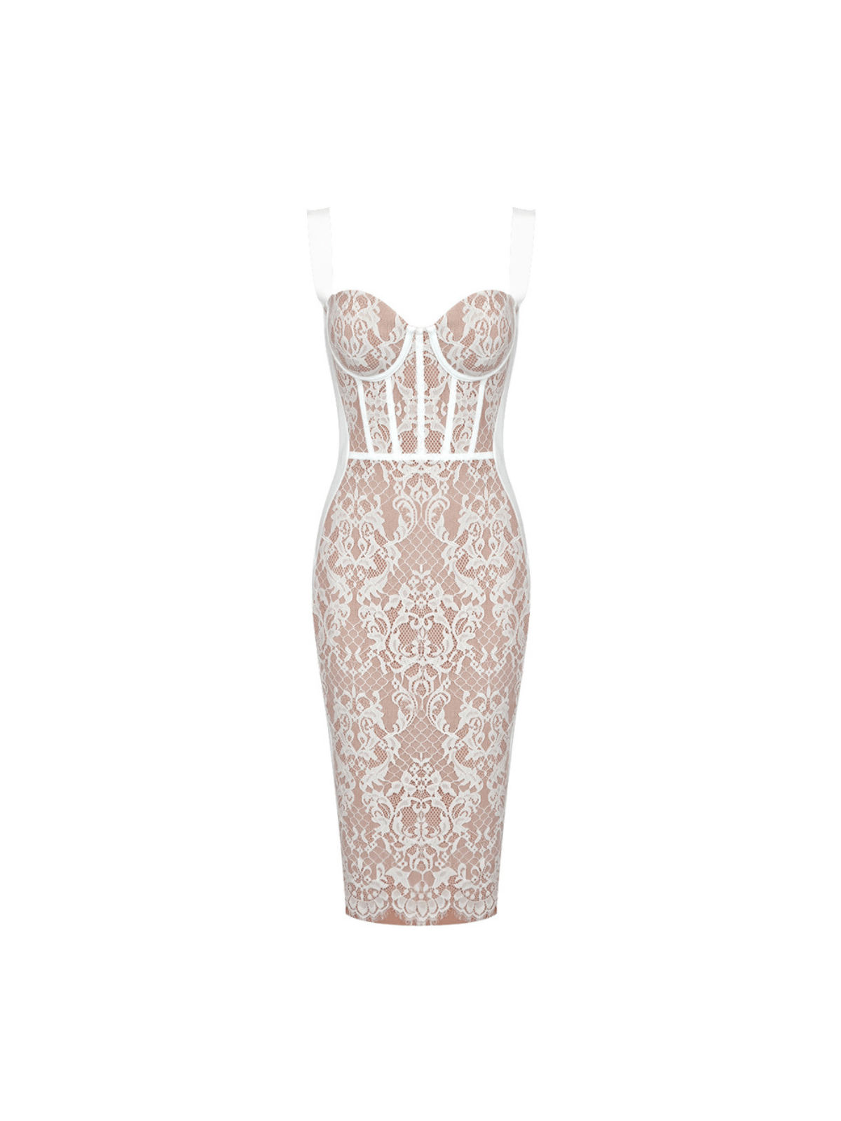Mew Mews Finbar Lace Bandage Dress In White Mew Mews Finbar Lace Bandage Dress In White