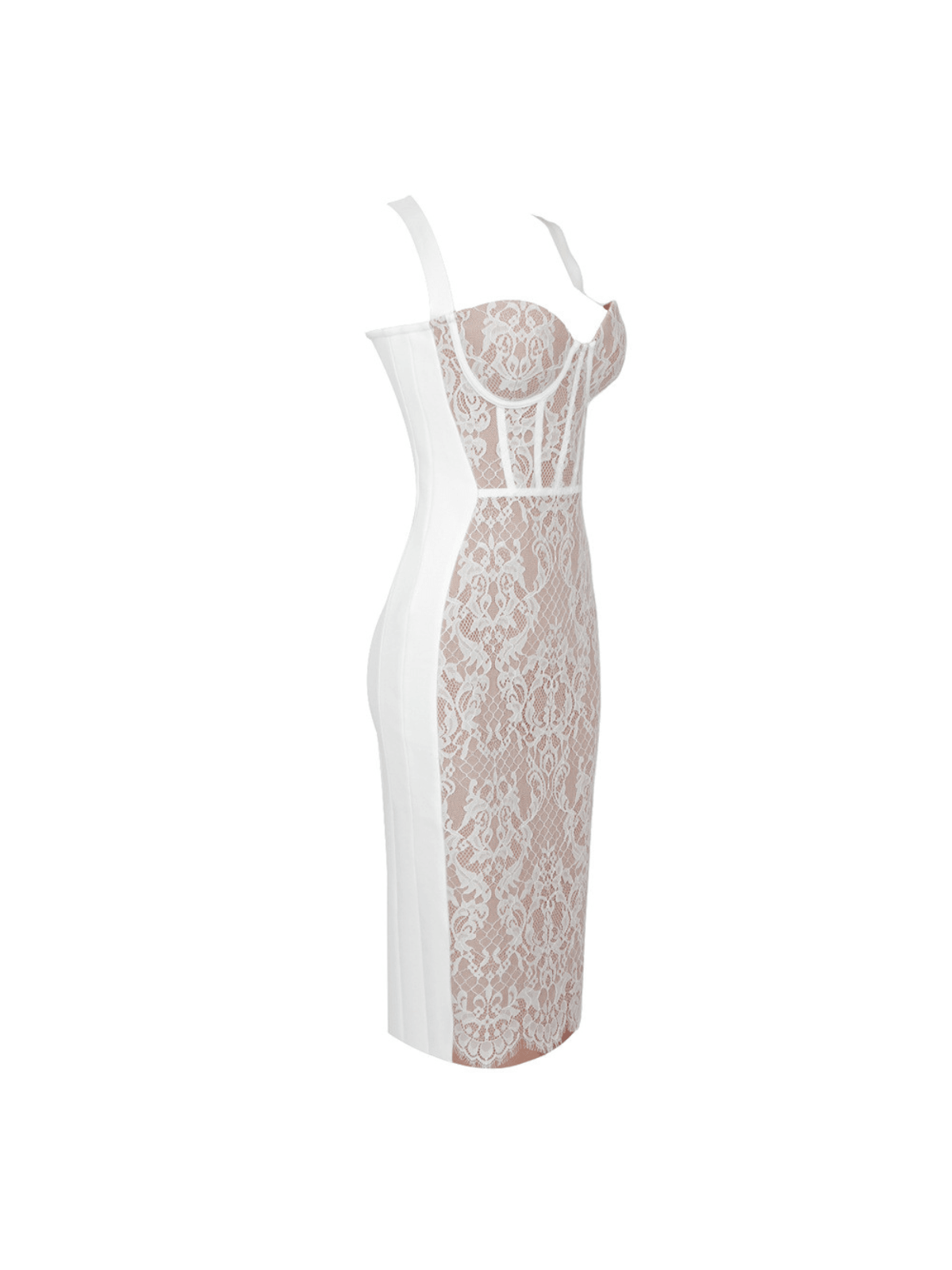 Finbar Lace Bandage Dress In White – Mew Mews