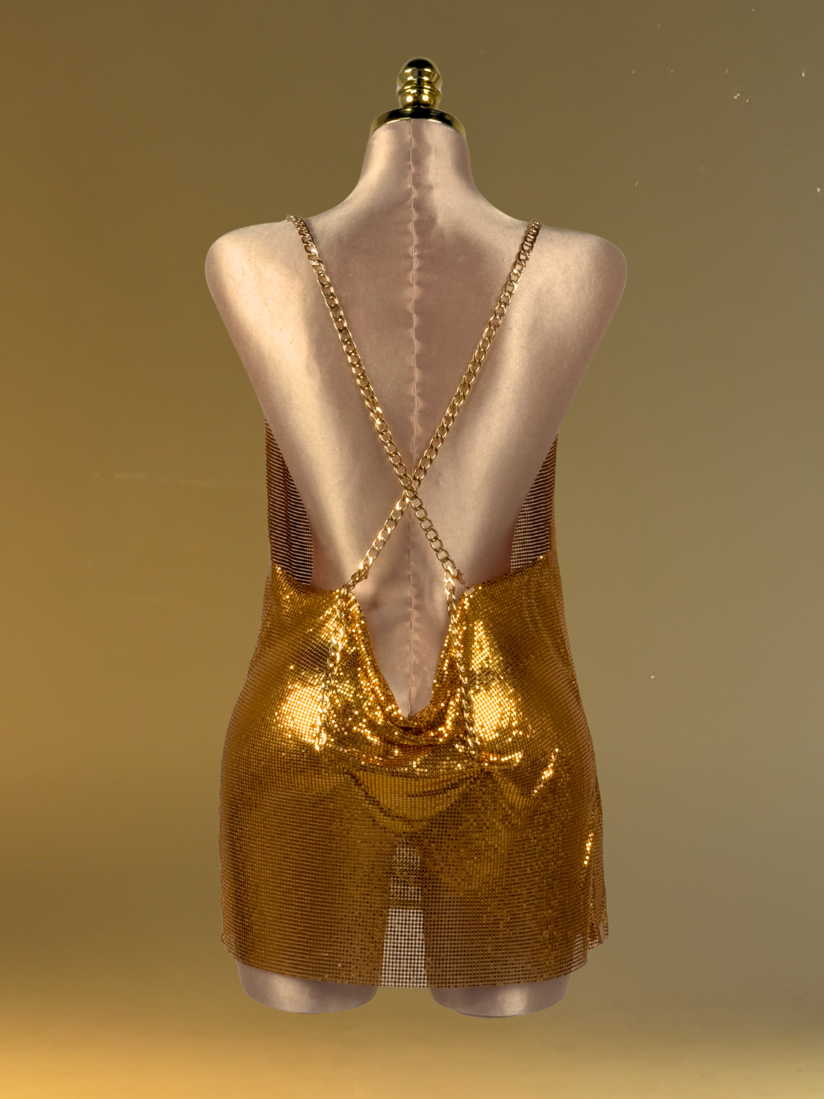 Flores Chainmail Mini Dress In Gold Mew Mews Flores Chainmail Mini Dress In Gold Mew Mews