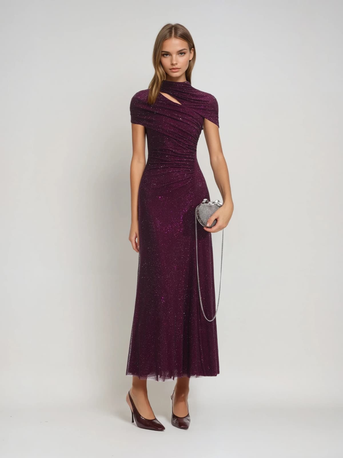 Flynora Rhinestone Maxi Dress In Wine – Mew Mews