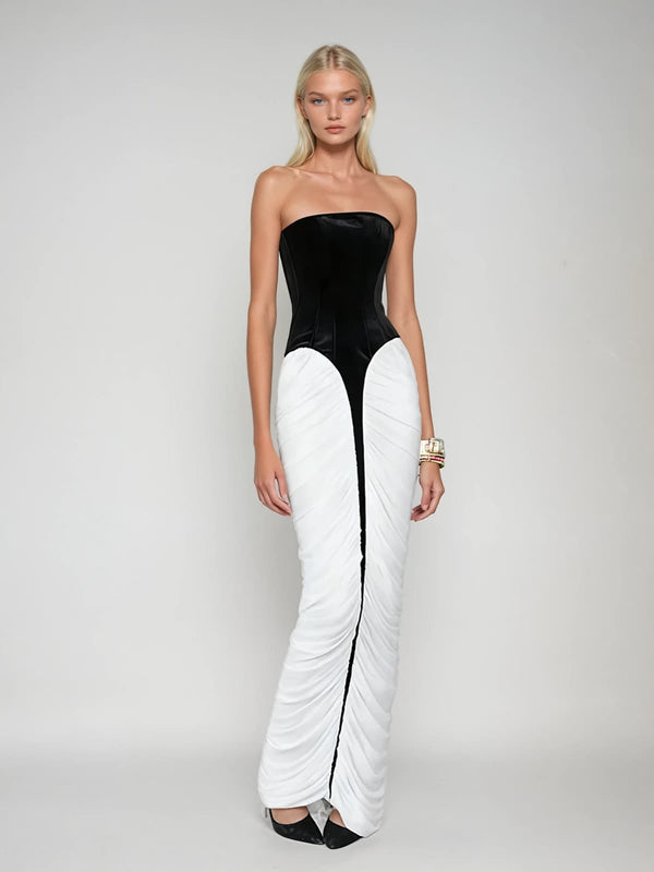 Fogwen Strapless Ruched Maxi Dress