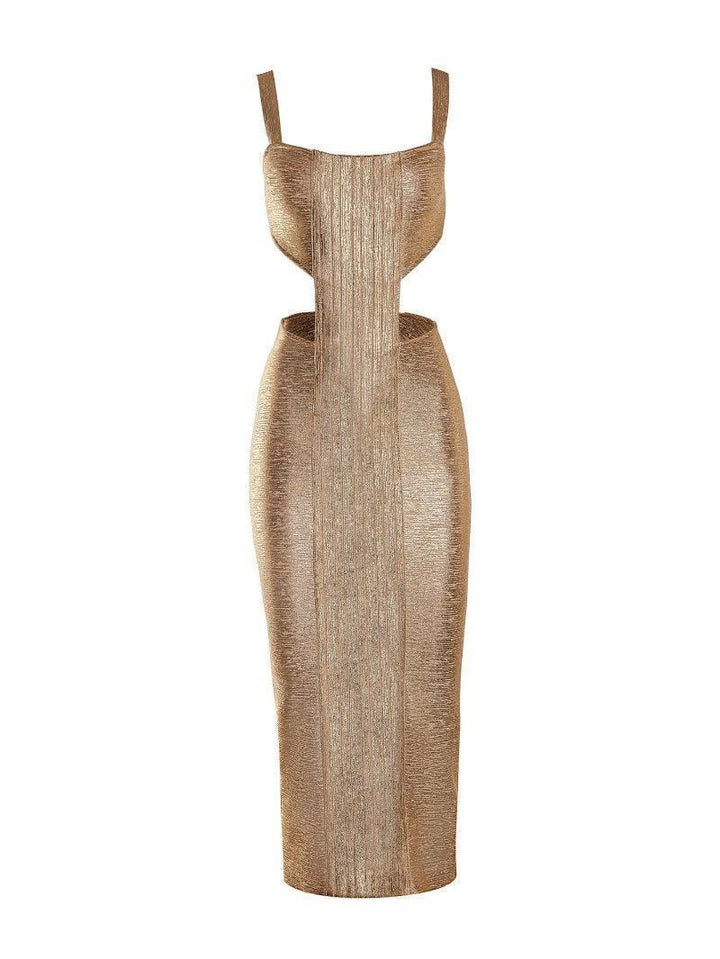 Freya Metallic Gold Maxi Bandage Dress - Mew Mews