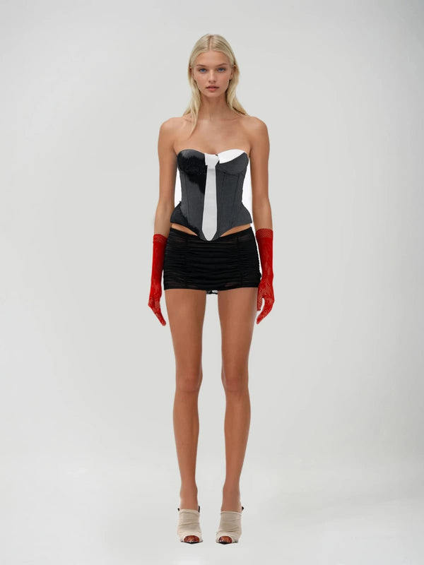 Fumara Strapless Lace Up Top