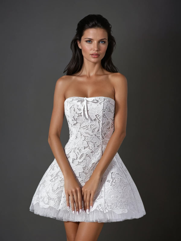 Gaelon Spaghetti Lace Mini Dress