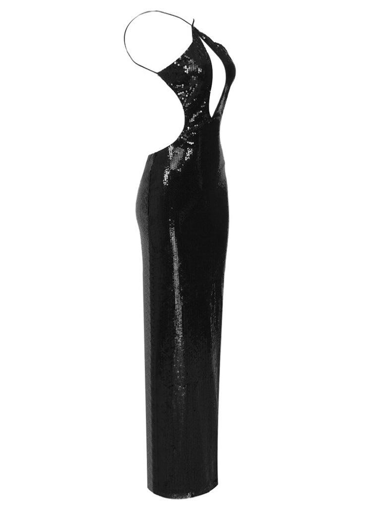 blue dress for baby girl Gaiwan Cutout Sequin Maxi Dress In Black – Mew Mews
