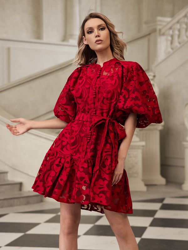 Galdris Puff Sleeve Printed Mini Dress