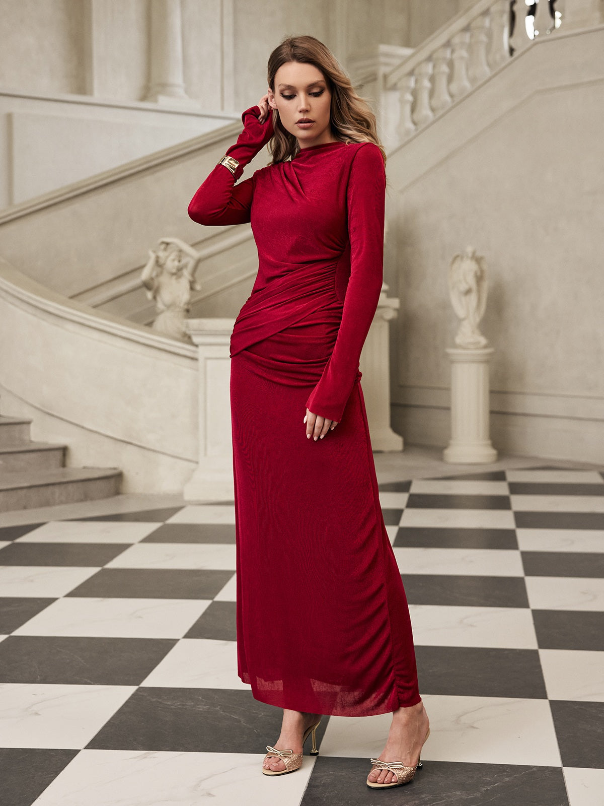 Gazra Long Sleeve Velvet Maxi Dress Mew Mews Gazra Long Sleeve Velvet Maxi Dress Mew Mews