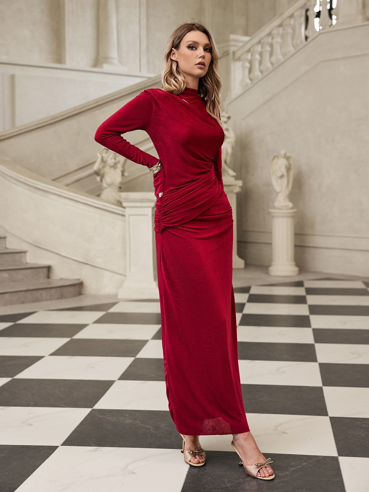 fitted lace wedding dress Gazra Long Sleeve Velvet Maxi Dress – Mew Mews