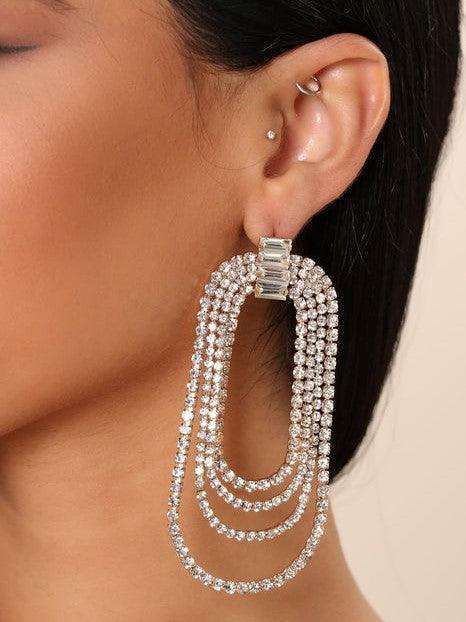 Geneva Diamante Arch Earrings - Mew Mews