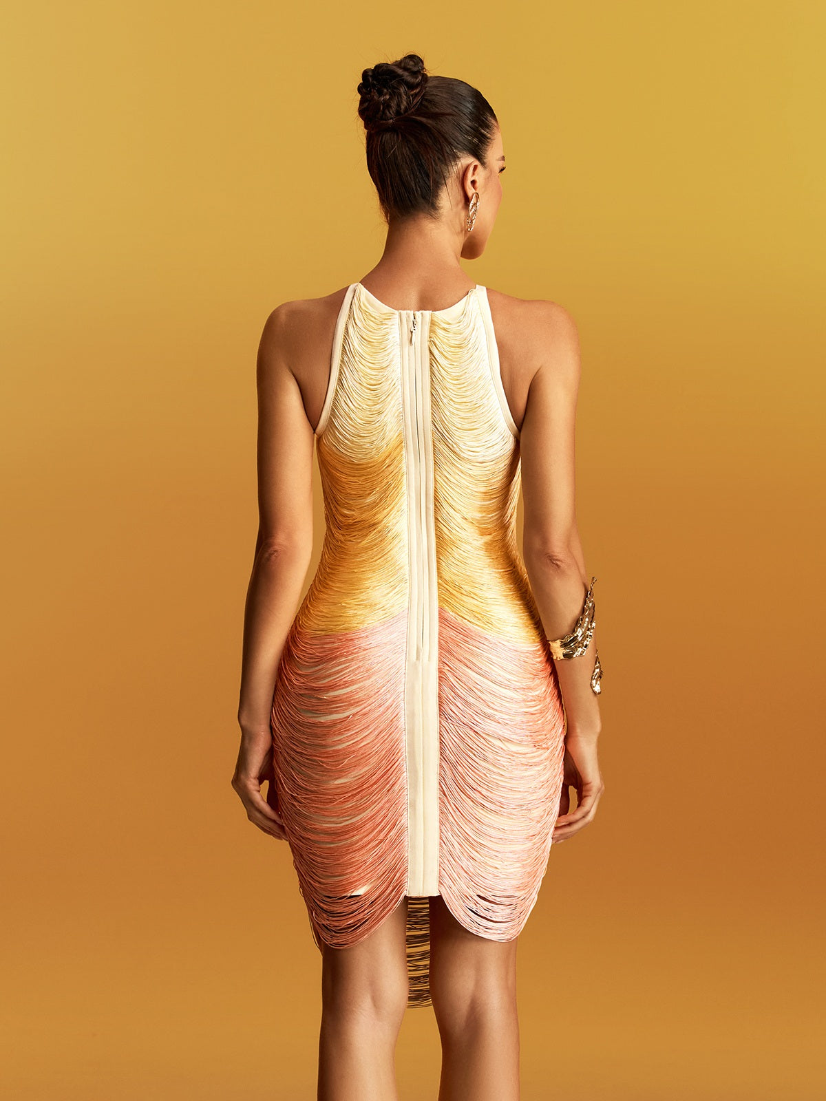Mew Mews Gradient Sleeveless Fringe Bandage Mini Dress In Ombre