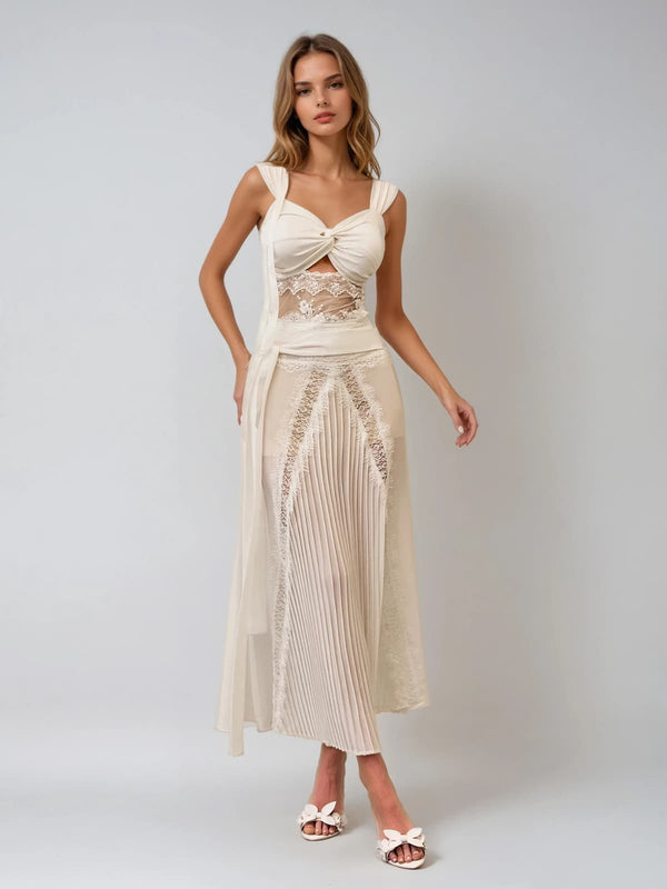 Gryen Lace Pleat Skirt Set