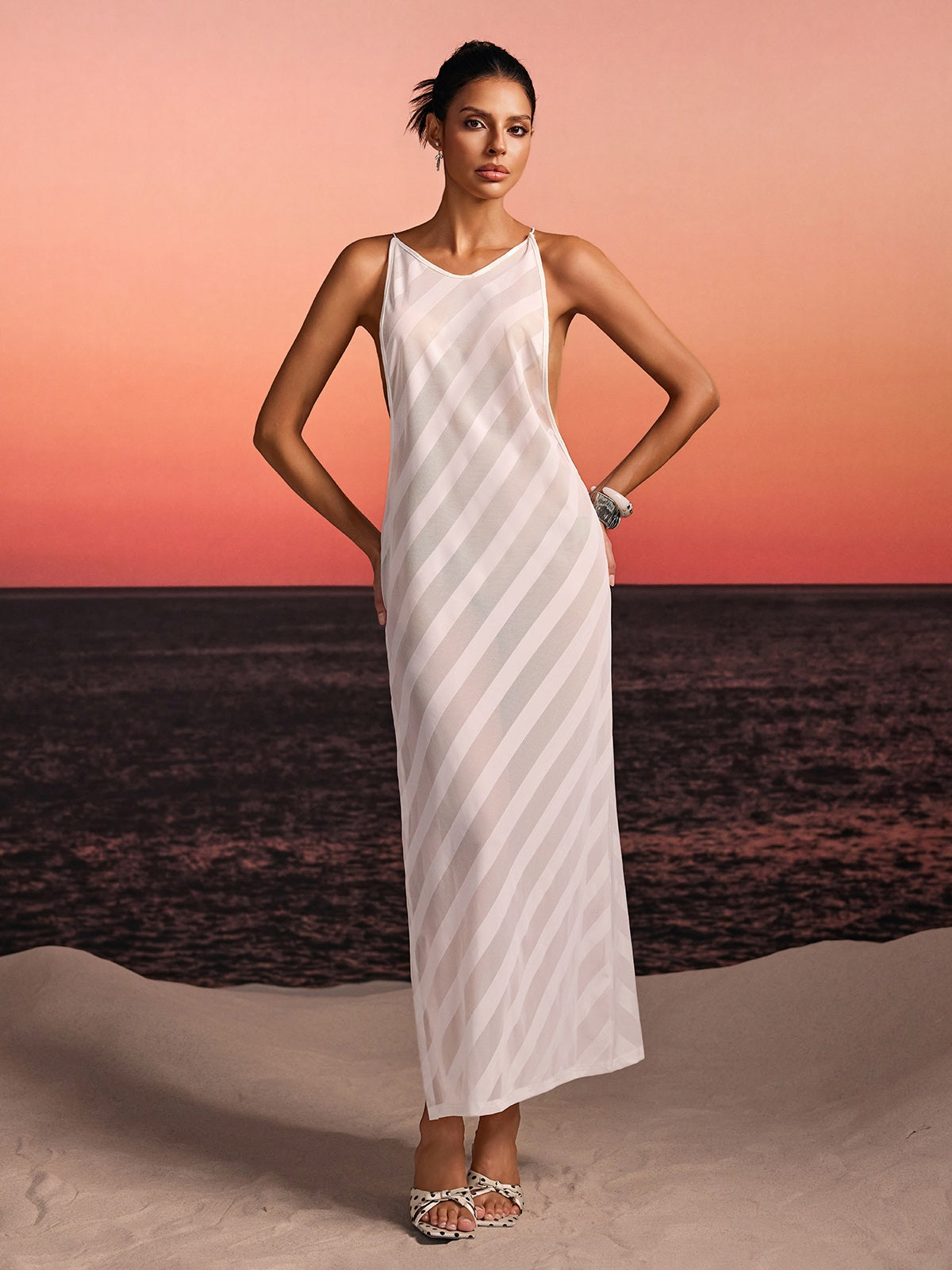 backless split maxi dress Sequin Backless Split Maxi Dress