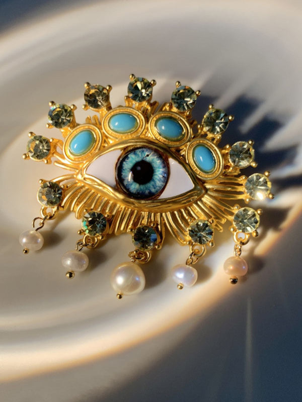 Hemlock Pearl Embellihsed Eye Brooch