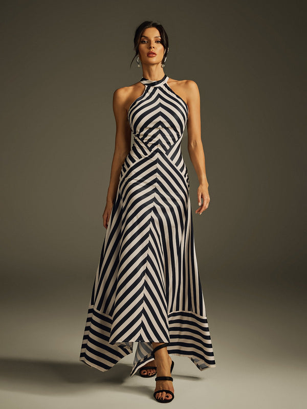 Heyra Halterneck Stripe Maxi Dress