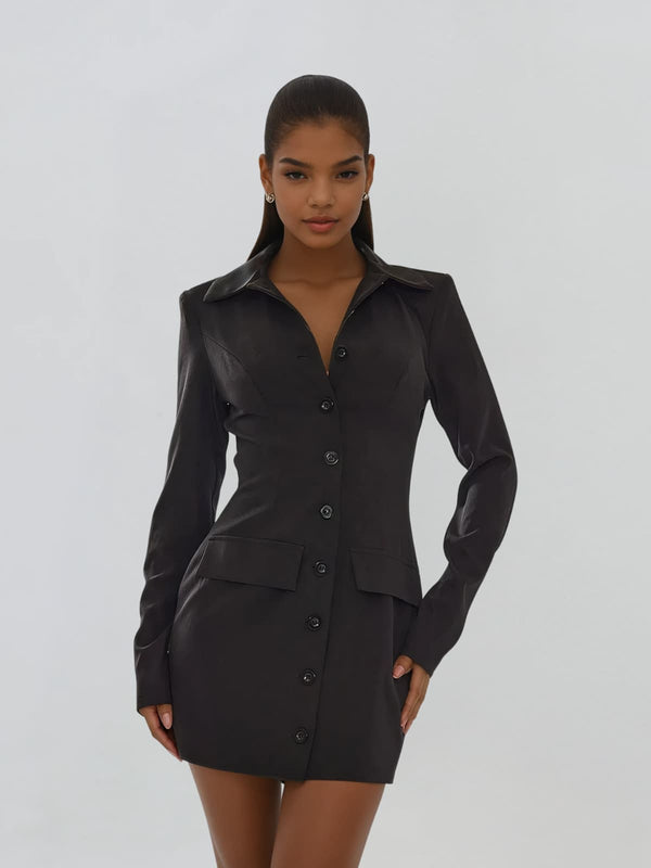 Hyalotuff Single Breasted Shirt Mini Dress