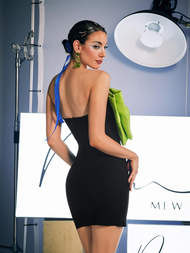 Idony Strapless Bow Crystal Fringe Mini Dress - Mew Mews