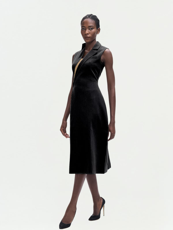 Ignatius Sleeveless Midi Dress In Black