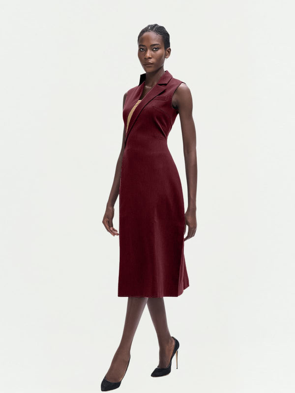 Ignatius Sleeveless Midi Dress In Wine