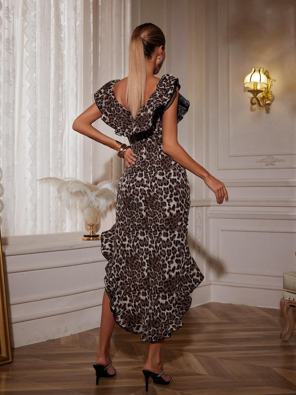 Mew Mews Ike Off Shoulder Leopard Print Dress