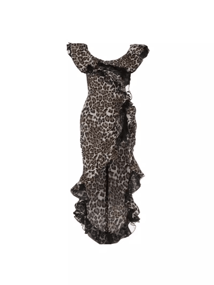 Ike Off Shoulder Leopard Print Dress - Mew Mews