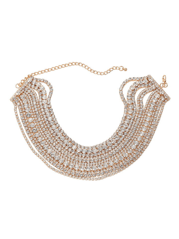 Jago Multi Layered Crystal Necklace In Glod - Mew Mews