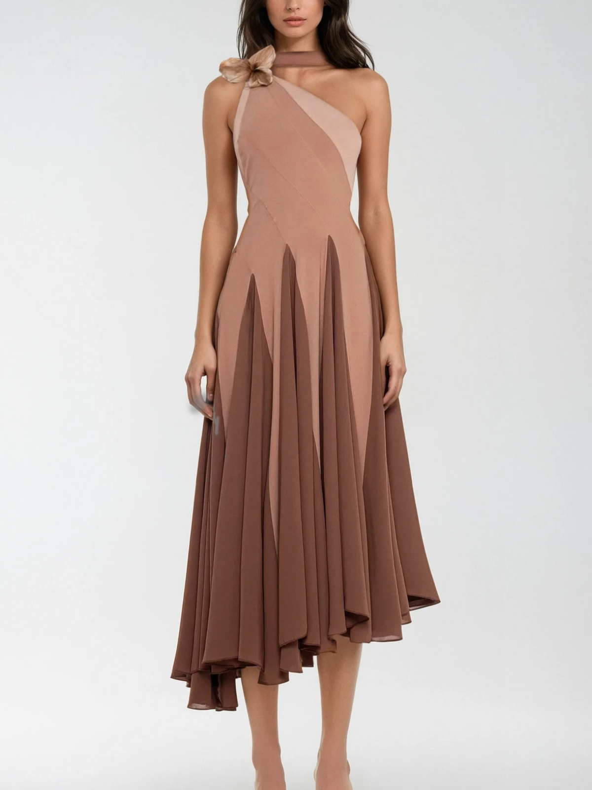 one shoulder scarf dress Mew Mews Jarom One Shoulder Scarf Midi Dress