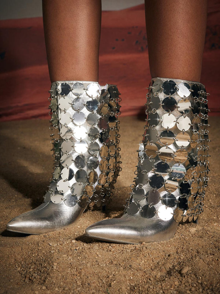 Jarvis Embellished Leather Boots - Mew Mews