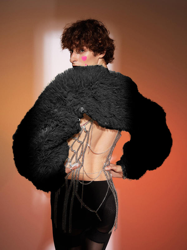 Jasiel Ruched Tulle Shrug In Black