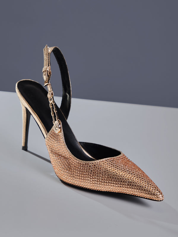 Jaxxon Crystal Heels In Champagne