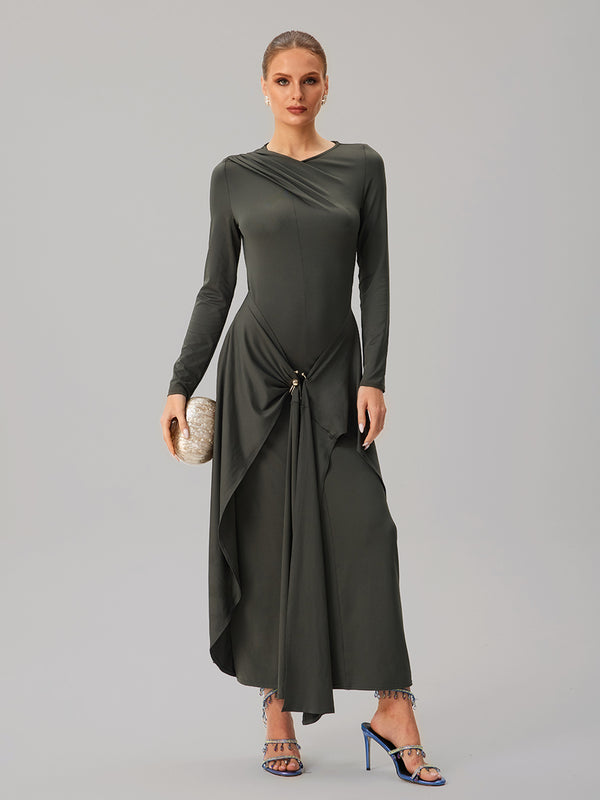 Jovectra Long Sleeve Draped Maxi Dress